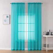 OVZME Turquoise Sheer Curtains 2 Panel 42"W x 84"L Pack of 2 ,