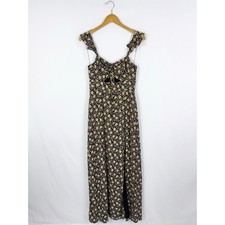 Lulus Way To Love Floral Ruffled Maxi Dress Women's Small Black Orange