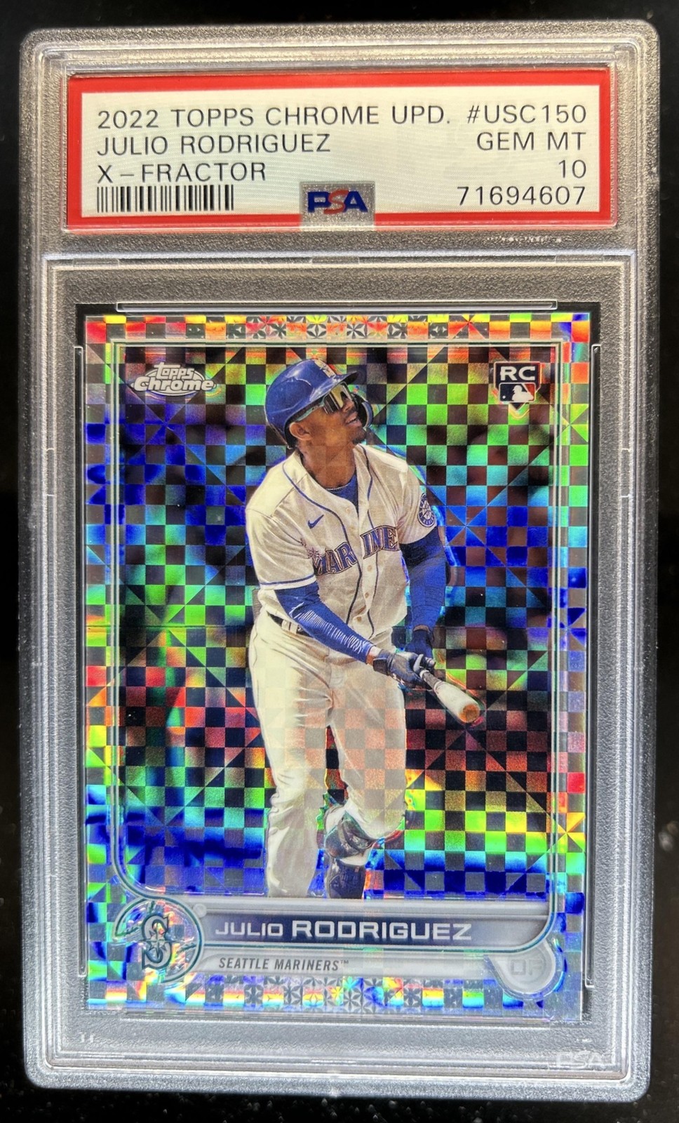 2022 Topps Chrome Update Julio Rodriguez RC Refractor X-Fractor #/99 PSA 10