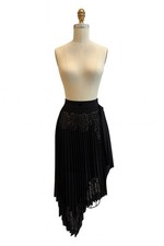 Givenchy Black Pleated Asymmetric Skirt with Stud Embellishments SS2019 Size 38