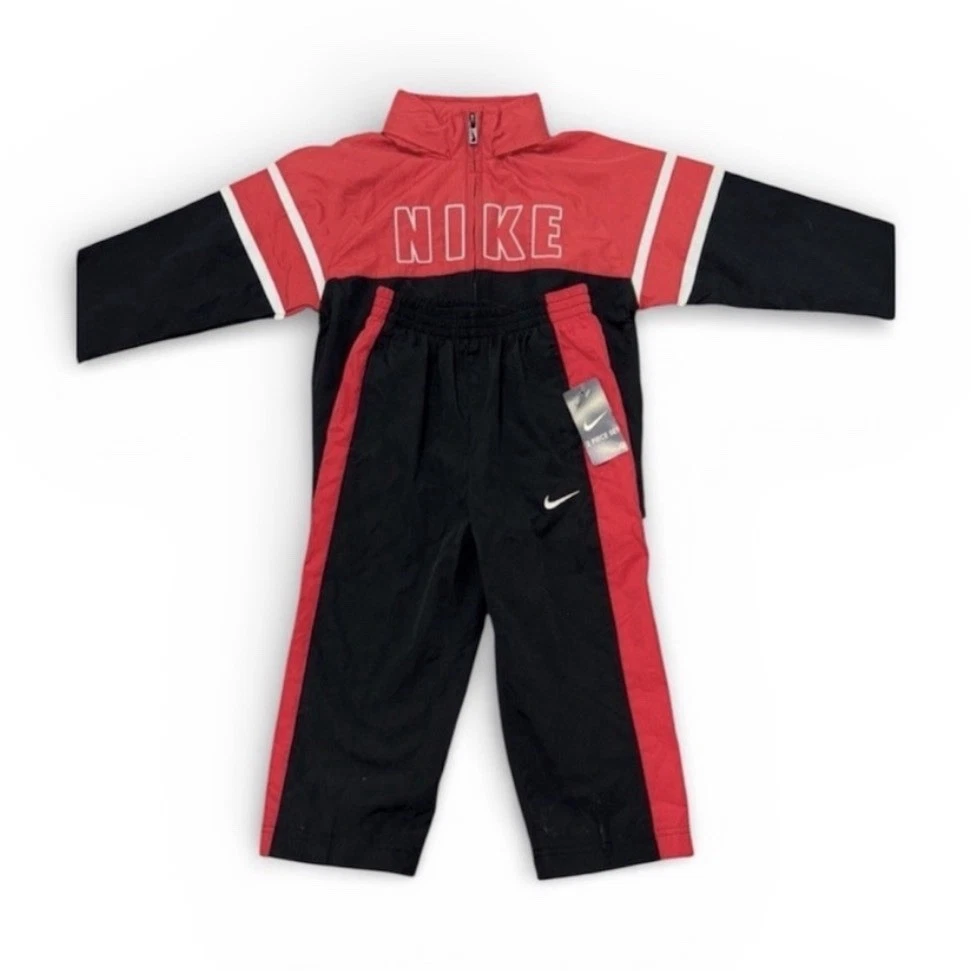 Nike Red Black Colorblock Outfit Set Jacket Pants Baby & Toddler Long Sleeve