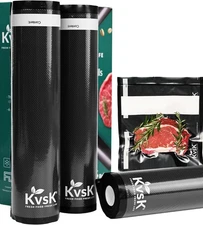 Black Clear Vacuum Seal Rolls Bags - 11" x 16.4 ' 3 Pack, 3.6mil+10mil Thicke...