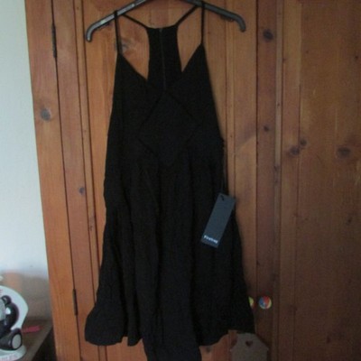 Firetrap zip back black strappy dress new with tags size 8 (xs)