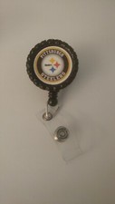 Pittsburgh Steelers Retractable ID Name Badge Holder-Alligator Clip