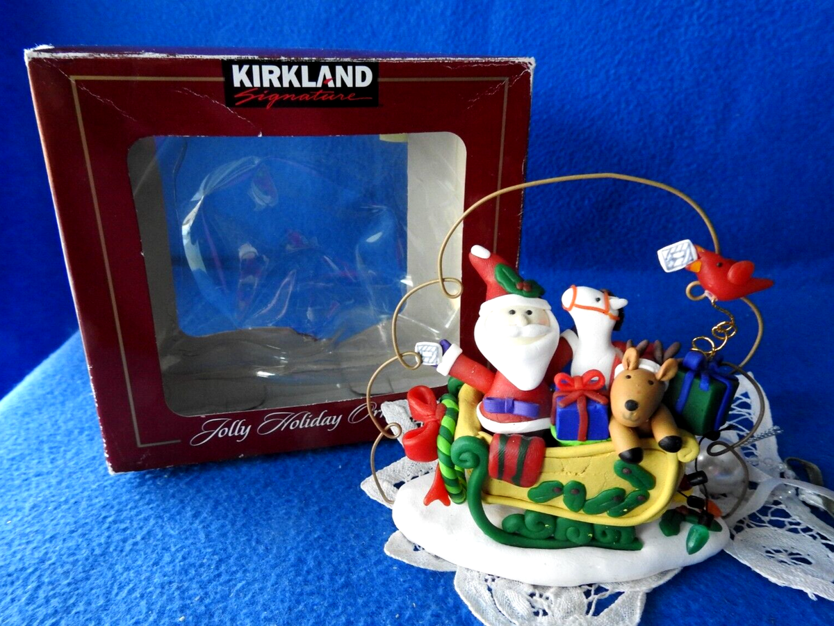Kirkland Signature Jolly Holiday Ornament Costco Santa Sleigh with