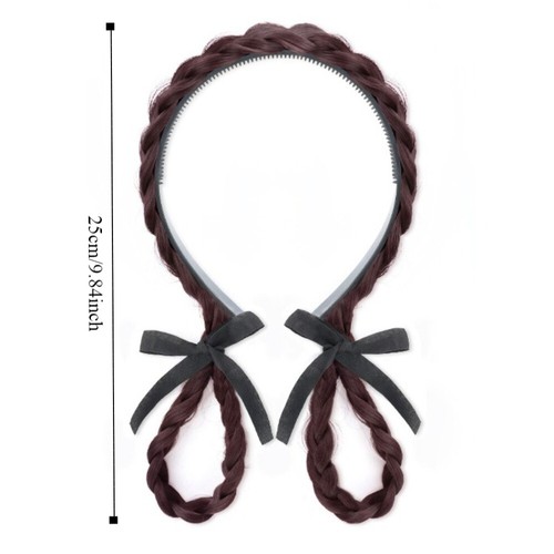 Hair Hoop Bow Braided Headband Headdress Lop-Eared Rabbit Bun Casual - Picture 3 of 12