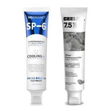 MSDRWIKEY SP-6 Cooling & CEELIKE 7.5% Hydroxyapatite Toothpaste - 8.83 oz
