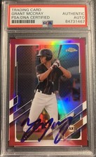 Grant McCray Signed 2021 Topps Pro Debut Chrome Giants Prospect Red /5 Psa Auto