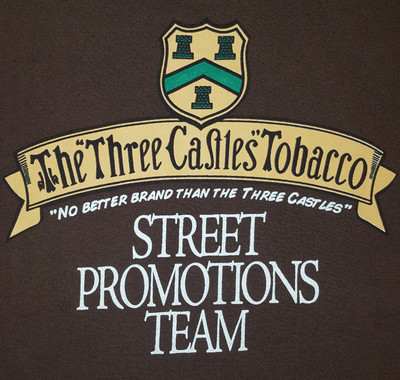 three castles tobacco Three Castles Tobacco XL T Shirt Street Promotions Team Defunct Company  London