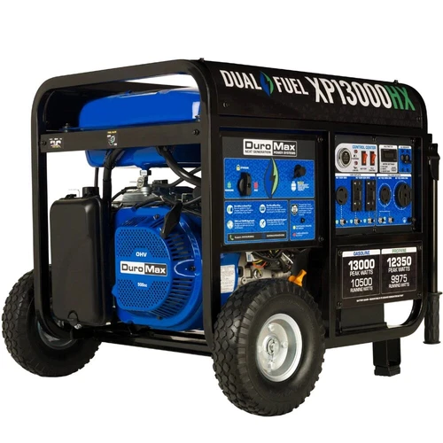 DuroMax XP13000HX - 10,500 Watt Electric Start Dual Fuel Portable Generator w...