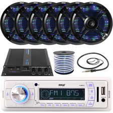 Pyle Plmr18 Receiver, 6 X 6.5'' Multicolor Led Speakers W/ Wire, Amp, Antenna
