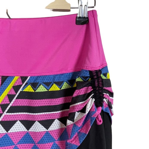 Lucky in Love Pink Blue Black Perforated Ruched Side Tiered Tennis Skirt Size S - Picture 2 of 7