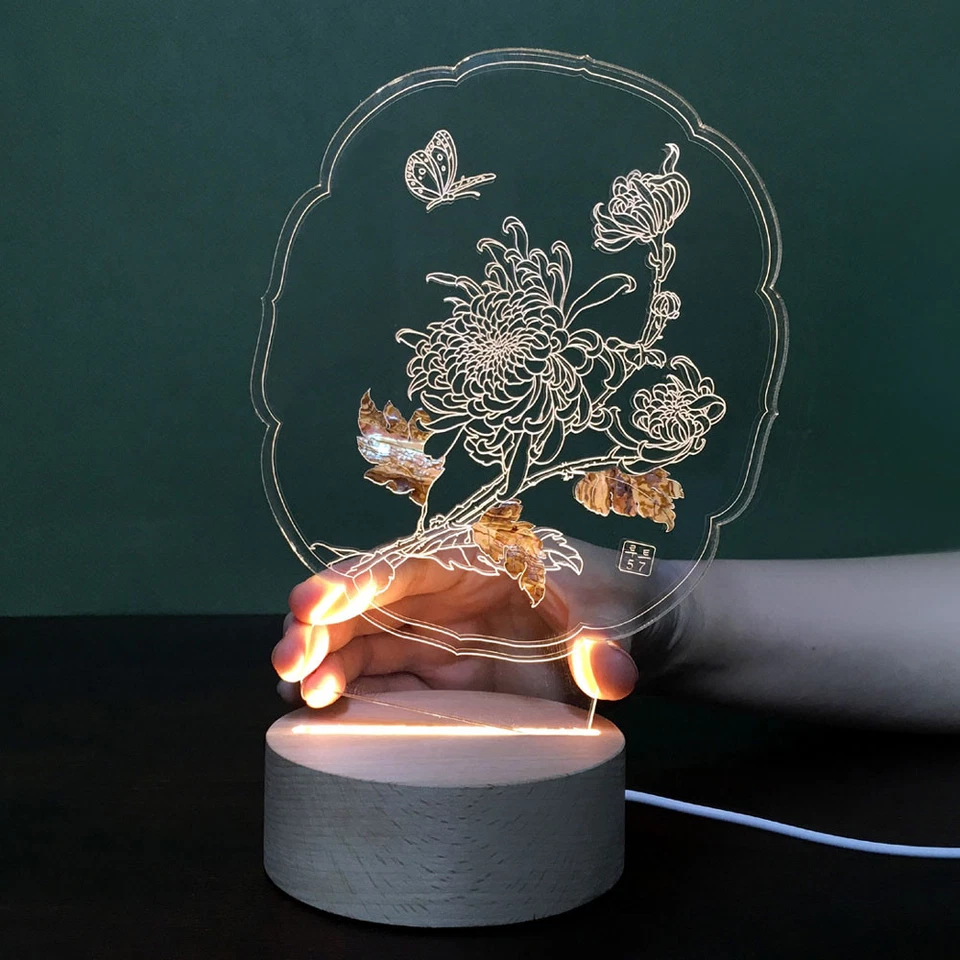 Design LED Handgemachte Bambus Perlmutt Nachttischtlampe Korea Asien Neu Luxus - Bild 3 von 4