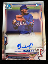 2021 Bowman Chrome OSLEIVIS BASABE 1st Rookie AUTO #CPA-OB Rays Rangers RC SP
