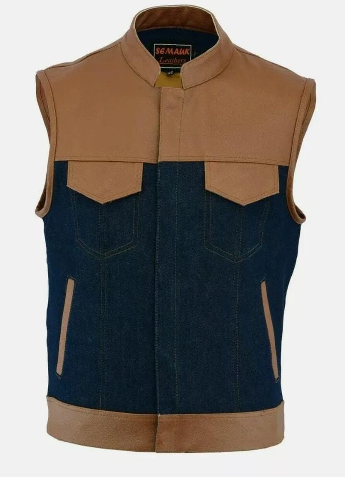 Men Native Style Western Cowboy suede Leather vest  Fringe & Beaded - Image 2 of 4