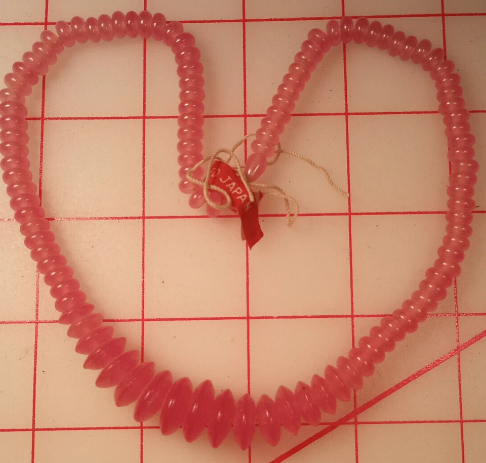 Cuentas redondas planas de vidrio rosa vintage 15" hilo 3x5mm a 5x12mm Japón ocupado Foto 4 de 4