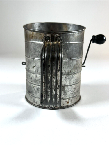 3 Cup Metal Flour Measuring Sifter Bromwell's Vintage Black Handle Kitchen Decor - Picture 5 of 8
