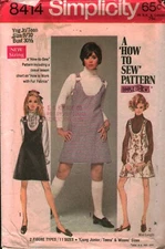8414 Vintage Simplicity SEWING Pattern Juniors Jumper Two Lengths How to Sew OOP
