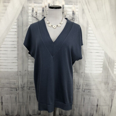 Anna & Ava Size ONE Blue Short Sleeve Dolman Pullover Sweater 100% Cotton B8