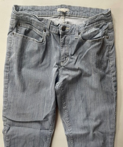 EILEEN FISHER Railroad Stripe JEANS Sz 10 Organic Cotton/Tencel Stretch - Picture 3 of 6
