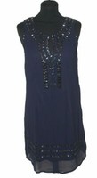 Festliches Kleid TrÄGerkleid Dunkelblau Pailetten Bodyflirt Gr. 36 Neu