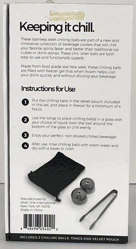 Whiskey Chilling Balls – Reusable Stainless Steel Ice Spheres (Set, New Open Box - Picture 2 of 6