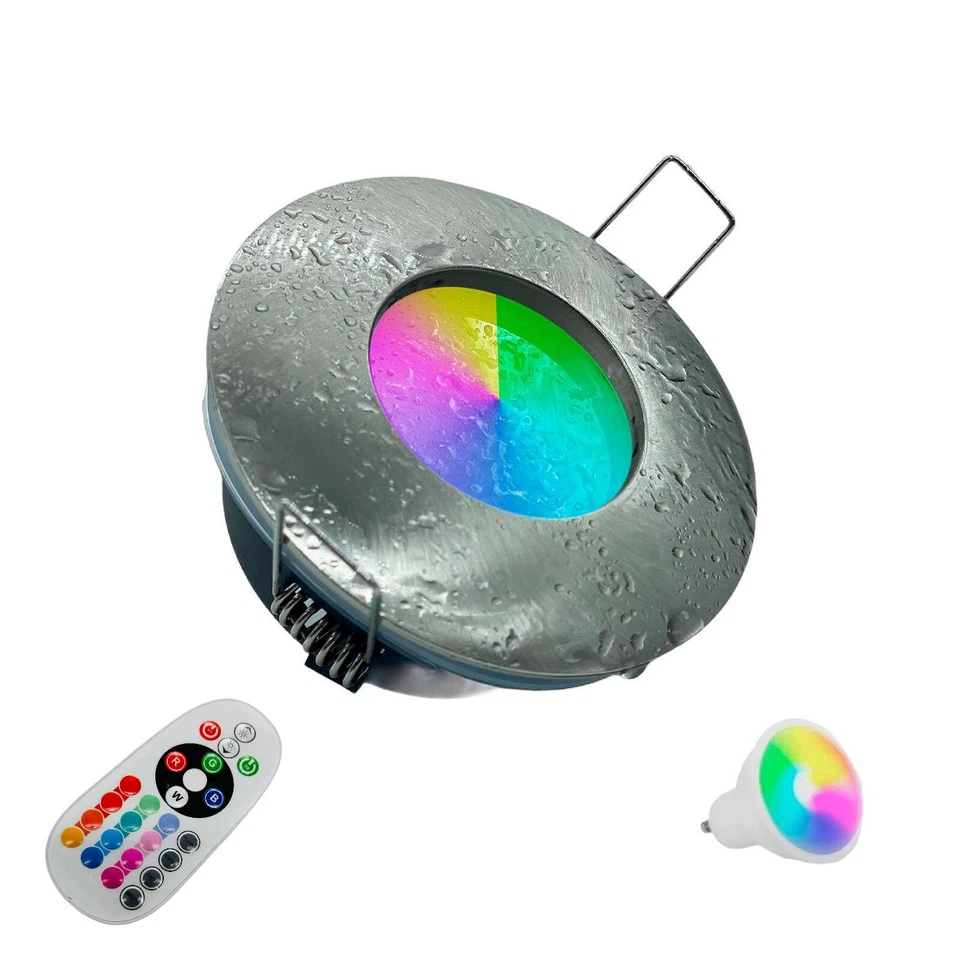 Faretto Led da incasso per bagno box doccia lampada RGBW 5.1W GU10 cromoterapia - Immagine 3 di 4