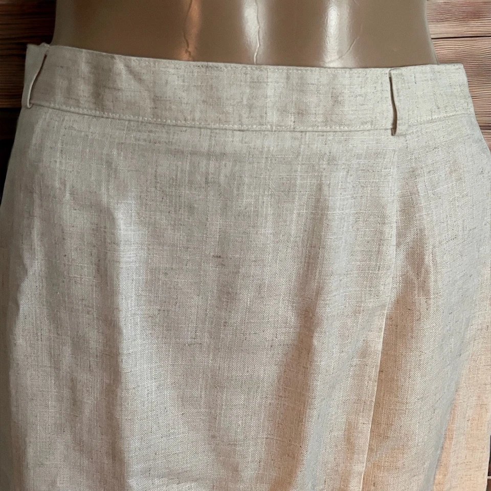Falda De Colección Jaclyn Smith Para Mujer Lino Beige Línea A Talla 12 Abertura Trasera Cremallera Usada en Excelente Condición Foto 2 de 4