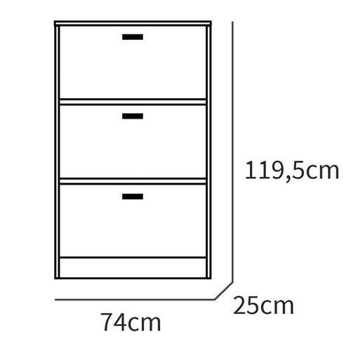 Zapatero Entrada Recibidor, Mueble Zapatos 3 Puertas Madera 119,5x74x25cm - Imagen 5 de 6