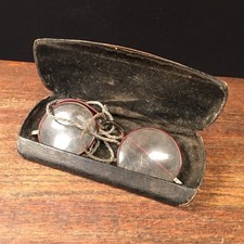 Vintage Eyeglasses Safety Glasses Round w Case Broken Steampunk PRIORITY MAIL e