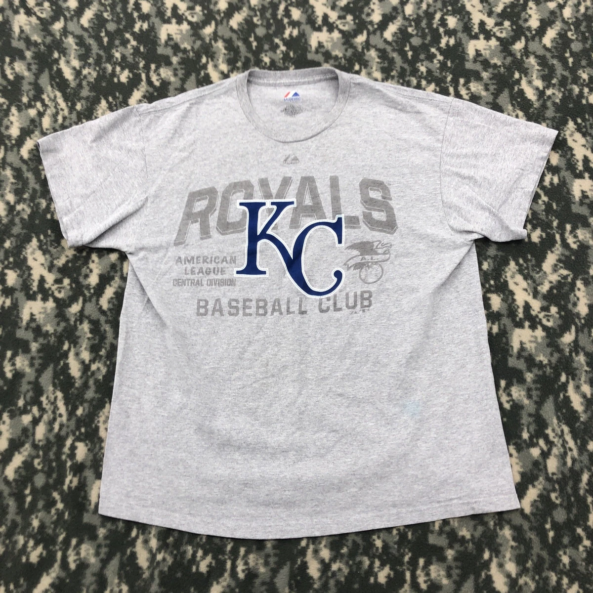 Majestic Gray Kansas City Royals Baseball Club T Shirt Adult Size