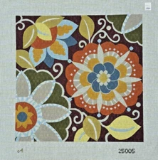 Fall Pinwheel Flora Amanda Lawford Handpainted Needlepoint Canvas 18ct 25005