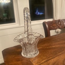 Vintage Duncan  Miller Etched Glass 5 1/4  Bridal Basket