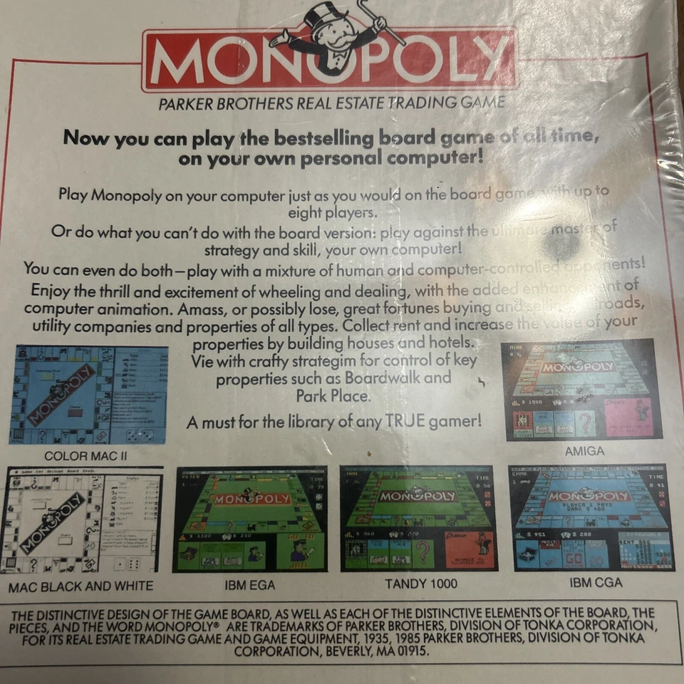 Virgin Games Monopoly Vintage computer game 1991 5-1/4 Inch Disc IBM,XT,AT,PS/2 - Image 3 of 3