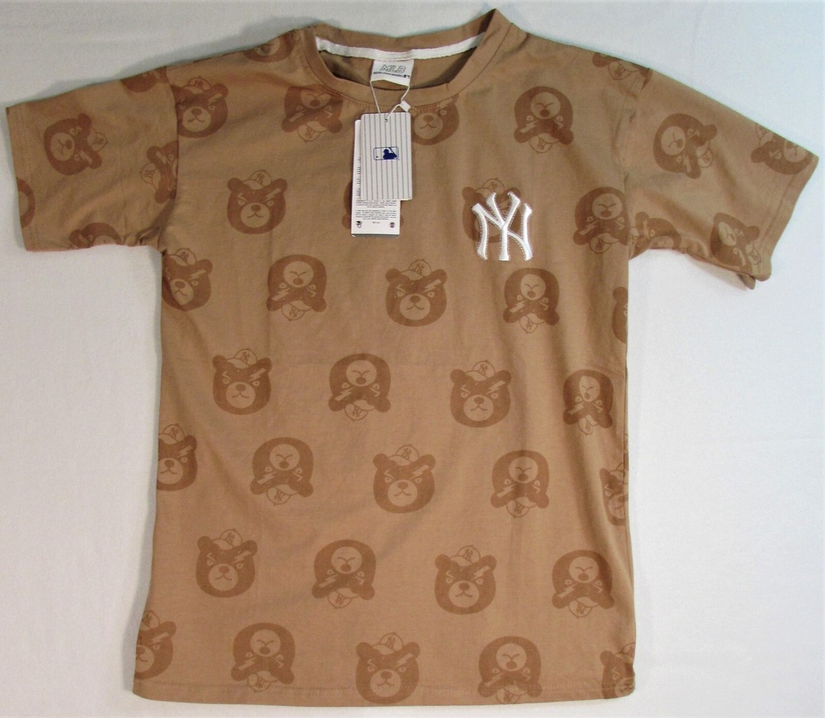 MLB Korea NY Yankees Brown Bear T-Shirt Import Size Small NWT