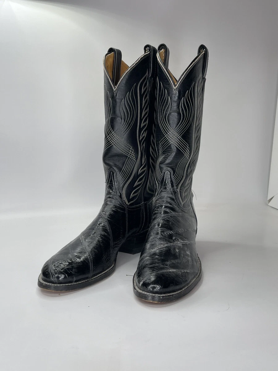 Black eel skin cowboy boots cheap