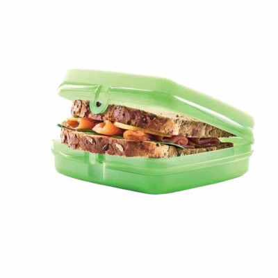 Tupperware Lime Green Sandwich Keeper Snap Closure Brand New