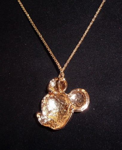Everyone's Favorite Mic Mouse Necklace or Pin Crystal & Enamel Goldtone Chain - Picture 3 of 3