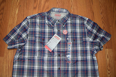 Coleman - パトリオット NWT Mens COLEMAN UPF 30 Quick Dry Patriot Blue Plaid Shirt Size XL