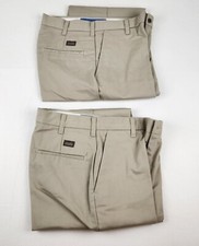 Lot of 2 Cintas Beige Work Pants Comfort Flex 945-62 Size 30 Uniform Flat Front