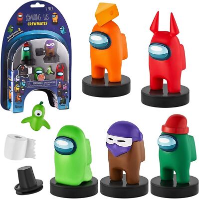 Among Us Crewmates Stampers 5pk Fortegreen Lime Brown Orange Game Figure Set