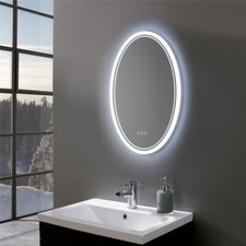 Oval LED Bathroom Mirror Frontlit  Backlit AntiFog Dimmable Wall Vanity Mirror