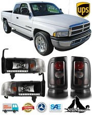 Led Headlightssmoke Tail Lights For 1994-2002 Dodge Ram 1500 2500 3500 Pickup