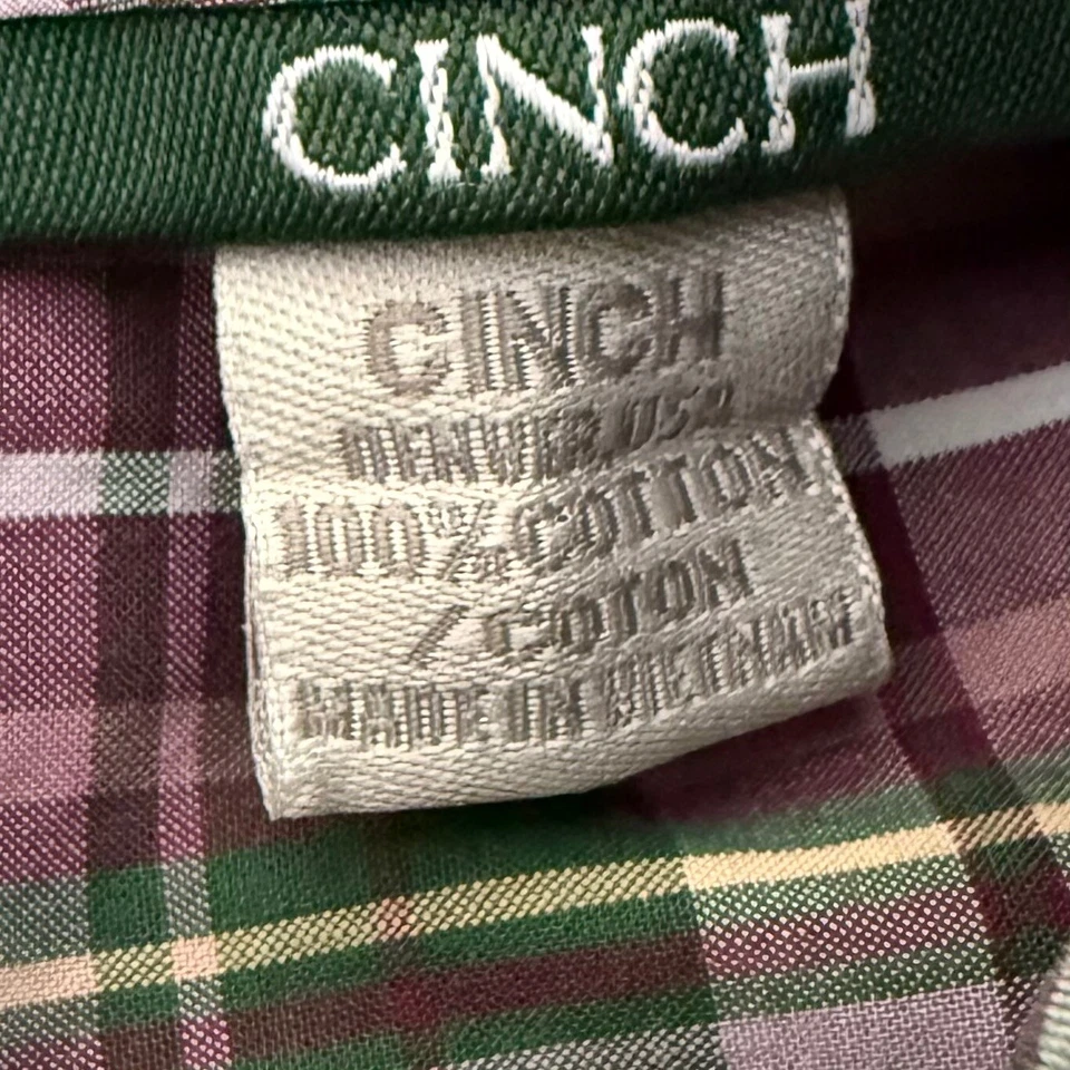 Camisa Cinch Western a Cuadros Para Hombres Pequeña Manga Larga Con Botones Vaquero Rodeo Foto 3 de 4