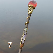 UK 1pc Double-headed Crystal Magic Wand Wood Stick Retro Wicca