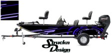 Pontoon Fishing Graphic Decal Boat Vinyl Wrap Modern Lines Shapes Neon US Blue