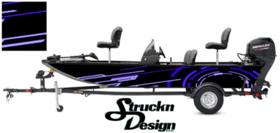 Pontoon Fishing Graphic Decal Boat Vinyl Wrap Modern Lines Shapes Neon US Blue