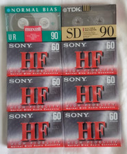 SONY HF 60 Minute Blank Audio Cassette Tapes Maxell UR 90 TDK SD 90 LOT OF 8 new