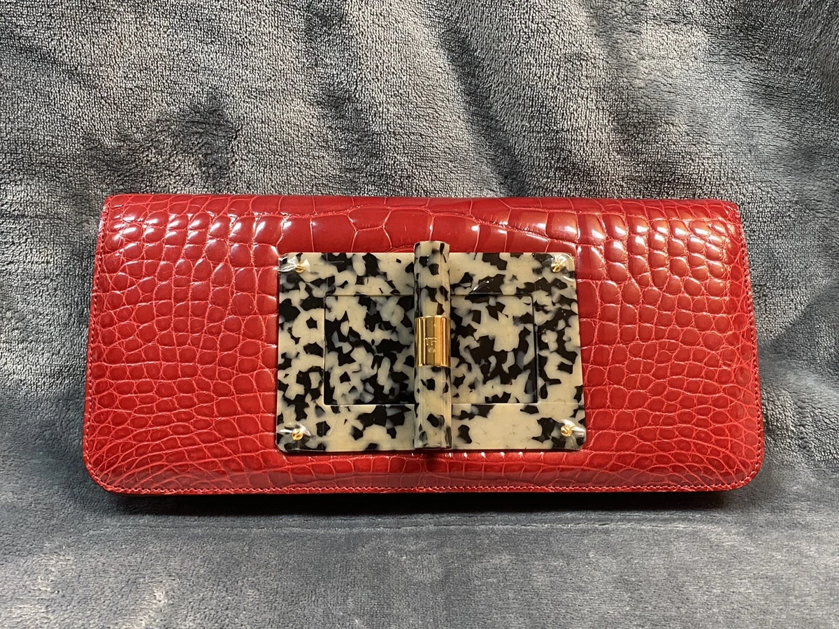 NWOT Tom Ford Natalia Alligator East-West Clutch Bag w/Strap and Dust Bag