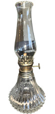 Vintage Lamplight Farms Glass Oil Lamp - Diamond Cut Crystal Hurricane Lantern